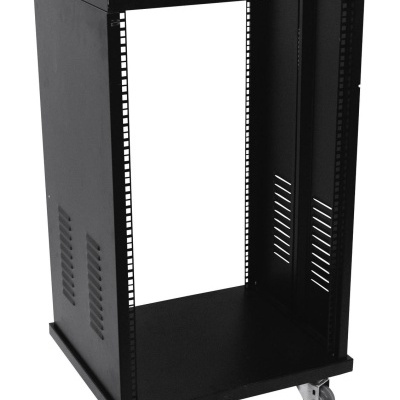 Armário metálico preto para equipamento com rodas