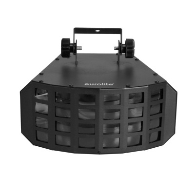 Dispositivo de iluminação de estúdio preto com grelha frontal e rodas ajustáveis