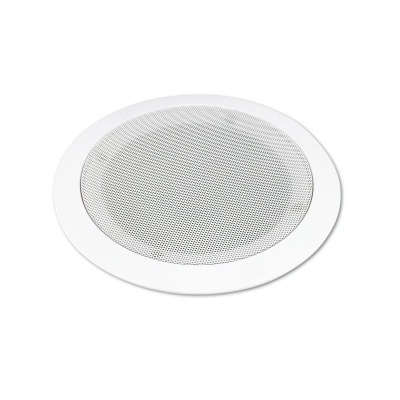 Coluna de teto redonda branca com grelha metálica cinzenta