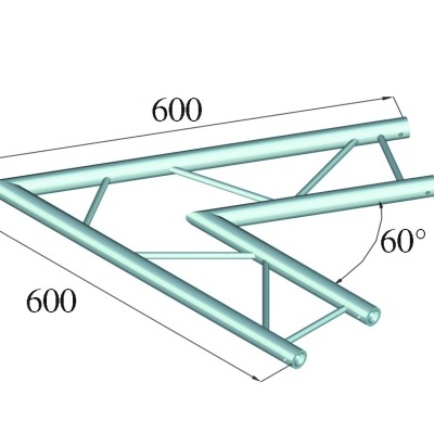 Estrutura metálica triangular com dimensões e ângulo indicados