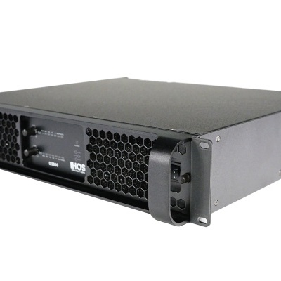 Amplificador de áudio BMS 806 preto metálico com painel frontal hexagonal