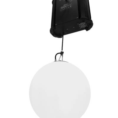 Luminária suspensa com esfera branca e suporte preto