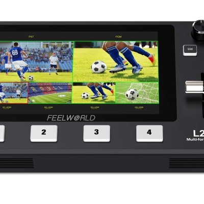 Misturador de vídeo FEELWORLD L2 PLUS com tela e botões