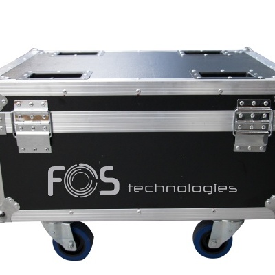 Mala de transporte preta com rodas com logo FOS