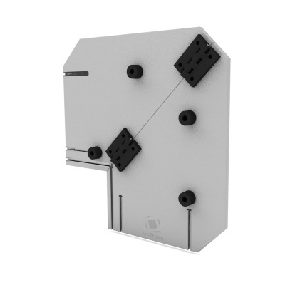 Suporte cinza com componentes pretos