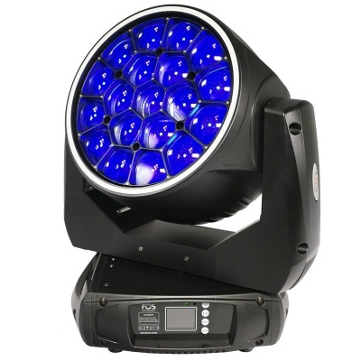 Luz de palco móvel LED preta com lâmpadas azuis e painel de controlo