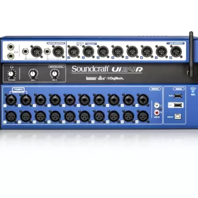 Mesa de mistura Soundcraft Si Impact azul com entradas XLR e botões