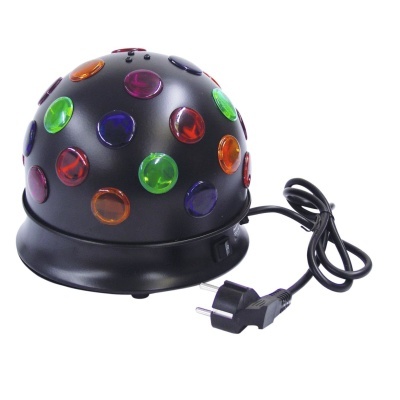 Disco ball de luz preta com lentes coloridas e cabo elétrico