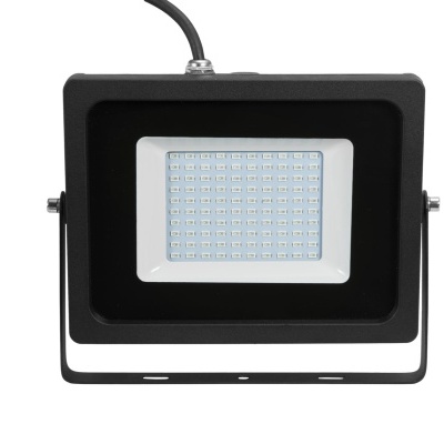 Projetor de luz LED retangular preto com painel frontal branco e LEDs em grelha