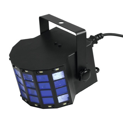 Luz LED para efeitos de palco com painel azul e estrutura preta