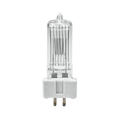 Lâmpada halogénea transparente com base branca e dois pinos