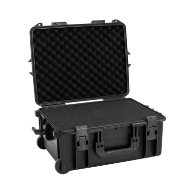 Mala rígida preta com interior em espuma aberta