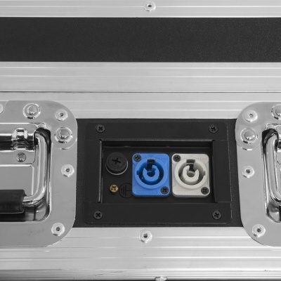 Estojo metálico com alças e conectores coloridos