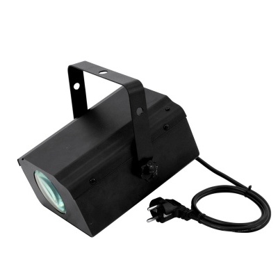 Projetor de luz preto com suporte ajustável e cabo elétrico