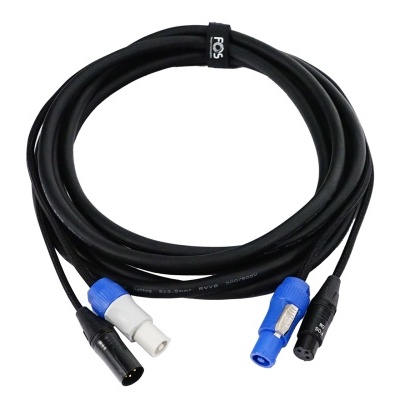 Cabo XLR preto com conetores azul, branco e preto