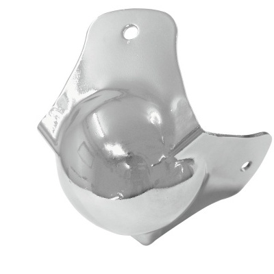 Protetor de canto metálico cromado com três furos para fixação