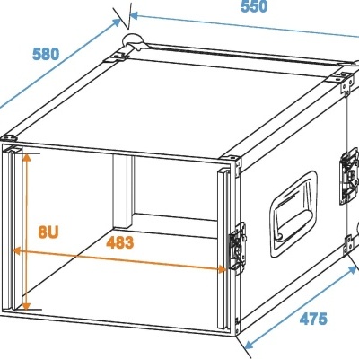 Gabinete metálico cinza para equipamento eletrónico com medidas e fechos