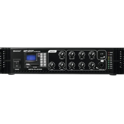 Amplificador profissional MP-402D preto com display e botões