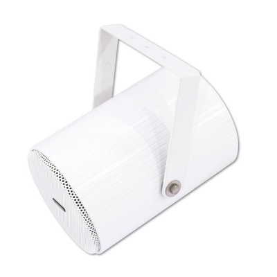 Coluna de som portátil branca com suporte de metal