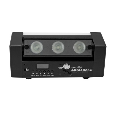 Luz de palco Eurolite AKKU Bar-3 preta com três LEDs frontais