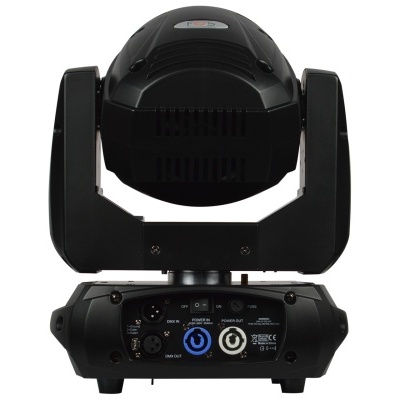 Luz profissional móvel preta com botões e etiquetas visíveis