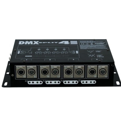 Interface de áudio DMX4 preta com oito portas XLR