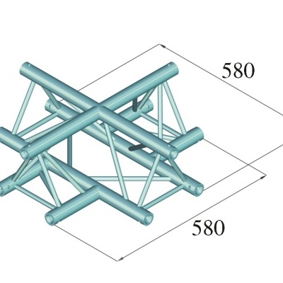 Estrutura metálica azul com tubos e dimensões 580x580