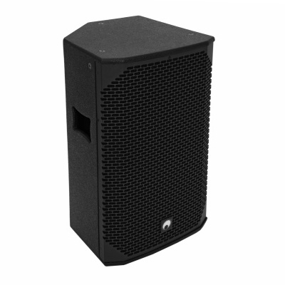 Coluna de som preta com grelha perfurada hexagonal