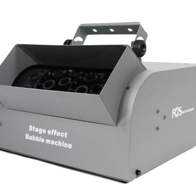 Máquina cinza de bolhas para efeitos de palco com texto branca