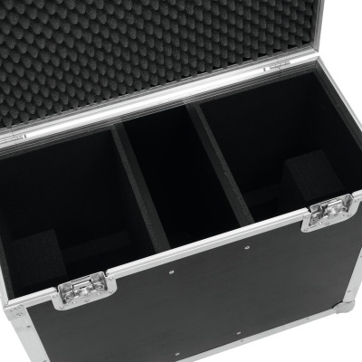 Mala de transporte preta em alumínio com interior acolchoado e fechos metálicos