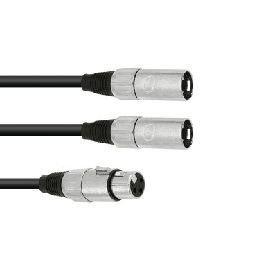 Cabo áudio preto com conectores metálicos XLR
