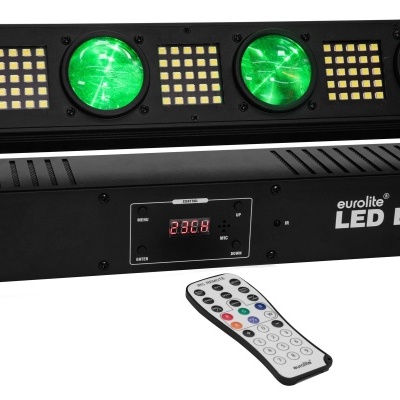 Barra de luz LED Eurolite LED BAR-8 com luzes vermelhas, verdes e amarelas e comando à distância