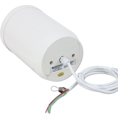 Motor elétrico tubular branco com cabo e fios coloridos