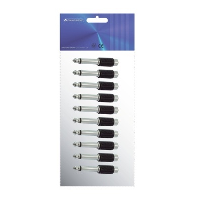 Pacote de 10 conectores jack pretos e metálicos em blister