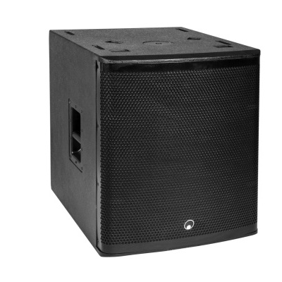 Coluna de som preta cúbica com grelha perfurada frontal