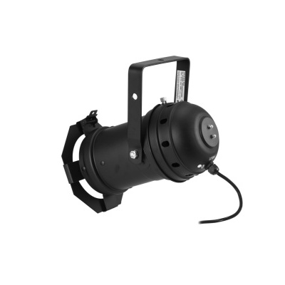 Spotlight metálico preto com cabo e suporte ajustável