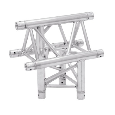 Estrutura metálica em alumínio prateado com ligações triangulares