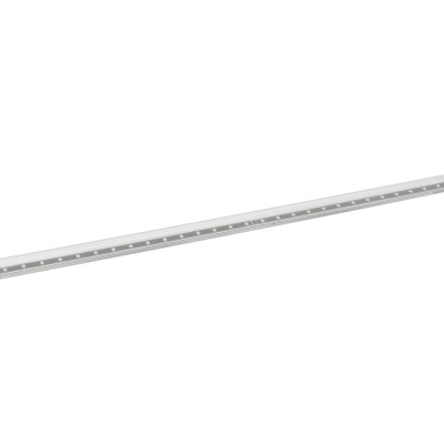 Barra metálica extensível prateada com vários encaixes.