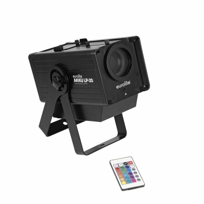 Projetor de luz LED preto com controlo remoto colorido