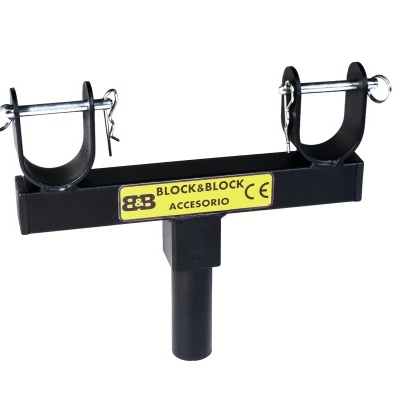 Acessório metálico preto com garras e rótulo amarelo B&B BLOCK&BLOCK ACCESORIO