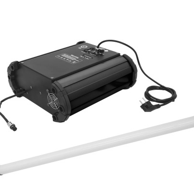 Iluminação tubular LED com fonte de alimentação preta e cabo