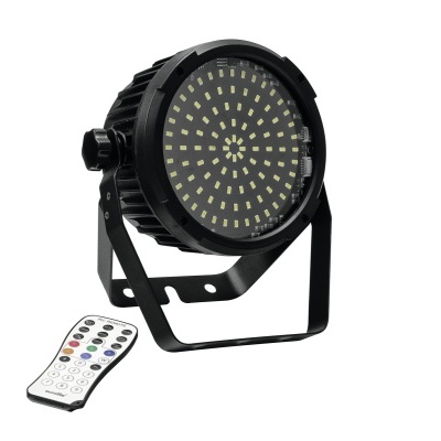 Refletor LED redondo preto com comando remoto branco