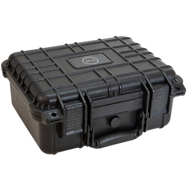 Mala preta rígida com pega e fechos