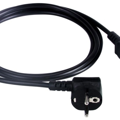 Cabo elétrico preto com ficha de tomada europeia e conector fêmea