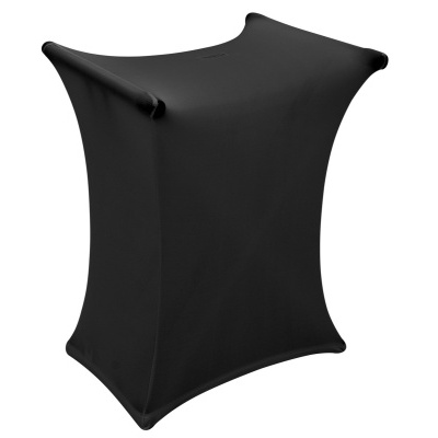 Mesa alta preta com tampo de tecido elástico