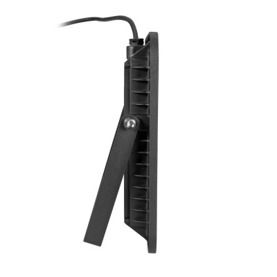 Projeção LED preta vista de lado com suporte ajustável