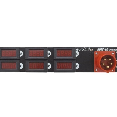 Painel de medidor de potência Euro B+ SBM-16 com ecrãs LED vermelhos e ligação laranja