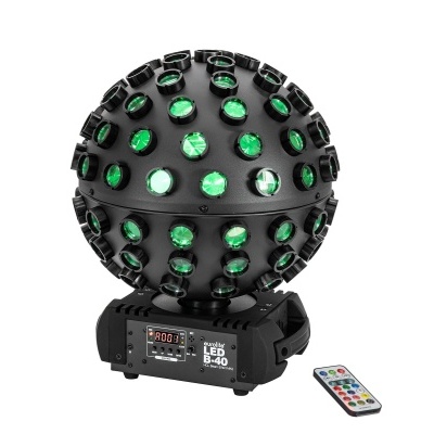 Globo de luz LED preto com lentes verdes e base digital com comando remoto