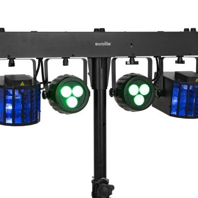 Conjunto de luzes de palco Eurolite com LEDs verdes e azuis em suporte preto