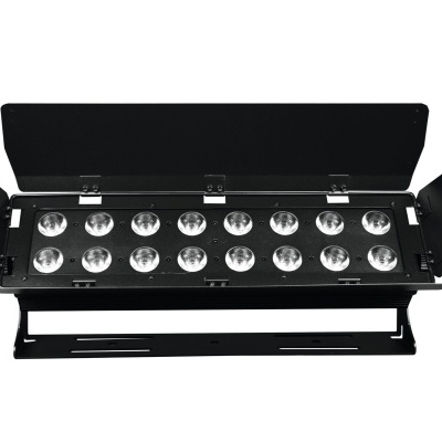 Refletor rectangular preto com 16 lentes circulares de vidro